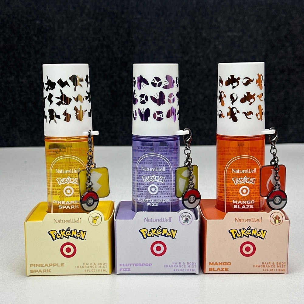 NatureWell Pokemon Hair & Body Fragrance Mist Set 3pk Pineapple Mango Flutterpop